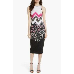 Ted Baker Seenaa Black & Pink Floral Sleeveless Midi Dress Size Small (2)